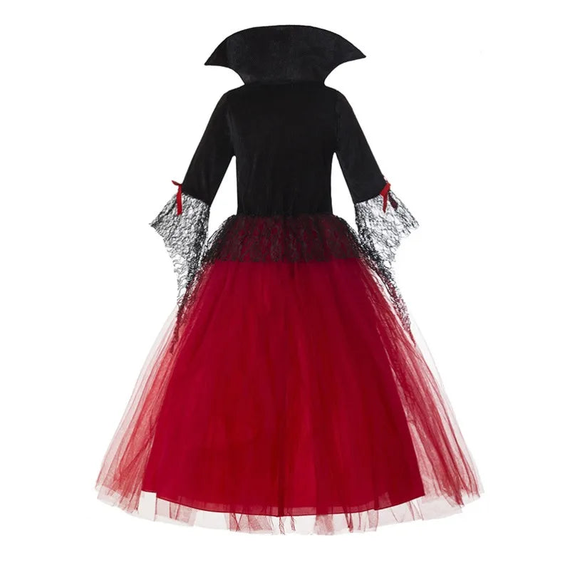 Girl Vampire Halloween Dress for Kid Ghost Bride Gothic Cosplay Vampire Costume Witch Dresses for Girls Carnival Party Clothes
