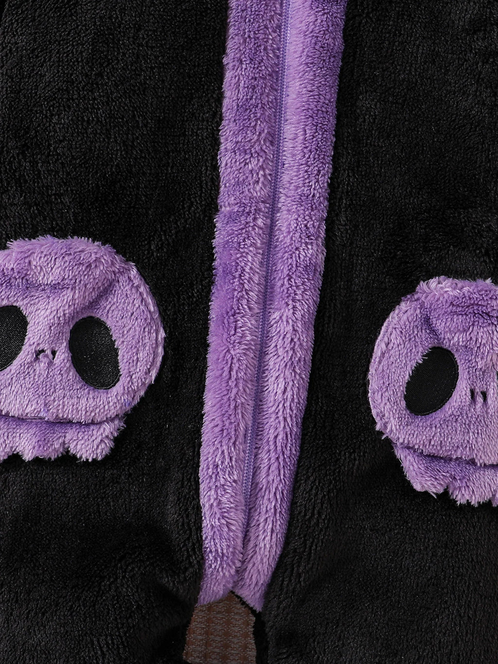 Halloween Baby Black Cat Rompers Cosplay Costume Fleece Long Sleeve Hooded Zip-Up Jumpsuit Infant Fuzzy Warm Hooded Overall