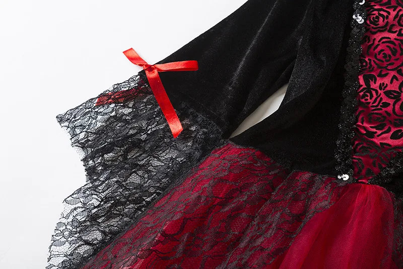 Girl Vampire Halloween Dress for Kid Ghost Bride Gothic Cosplay Vampire Costume Witch Dresses for Girls Carnival Party Clothes