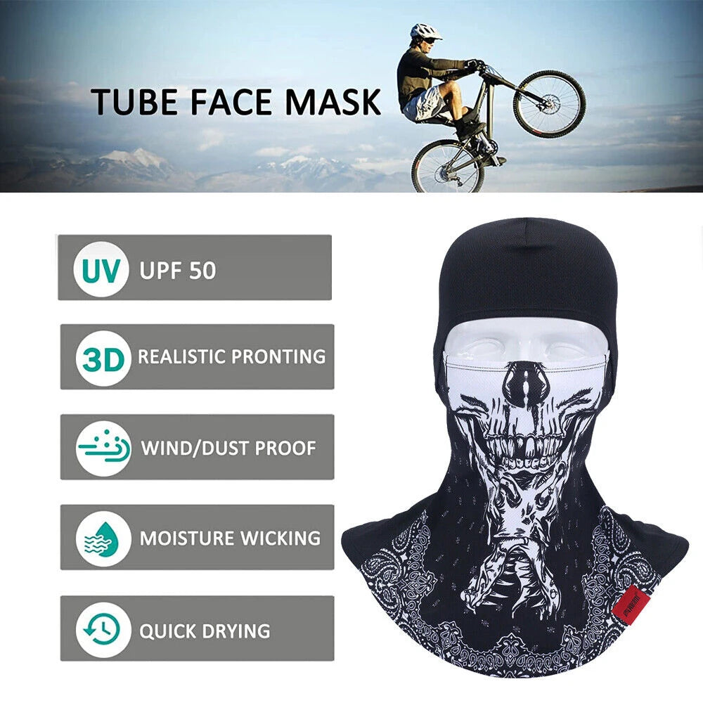 Skeleton Ghost Skull Full Face Mask Hood Biker Halloween Balaclava Face Cover  Ski Mask  Cycling Mask  Mask for Men