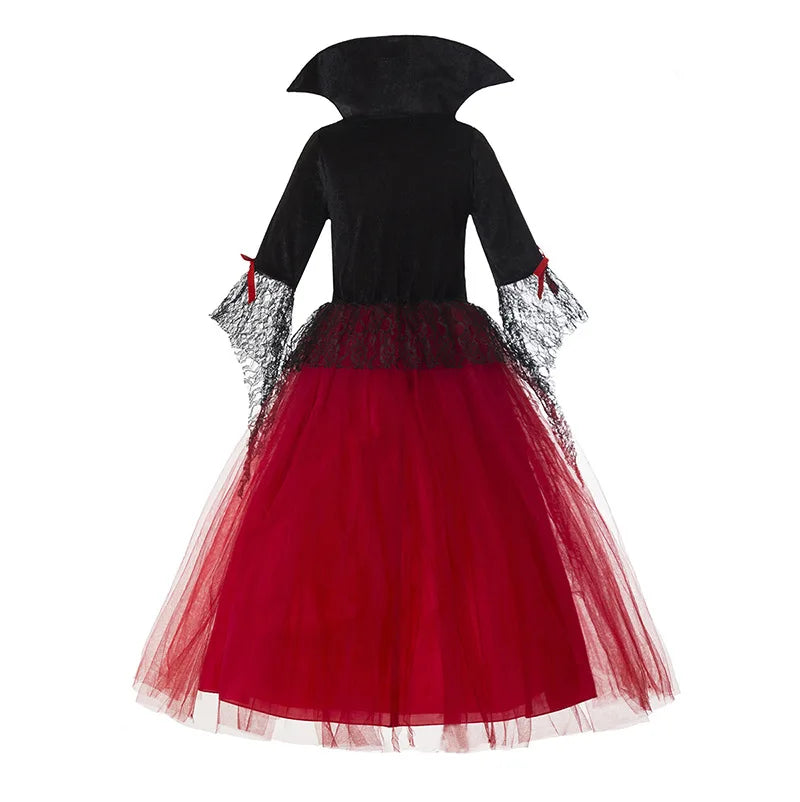 Girl Vampire Halloween Dress for Kid Ghost Bride Gothic Cosplay Vampire Costume Witch Dresses for Girls Carnival Party Clothes