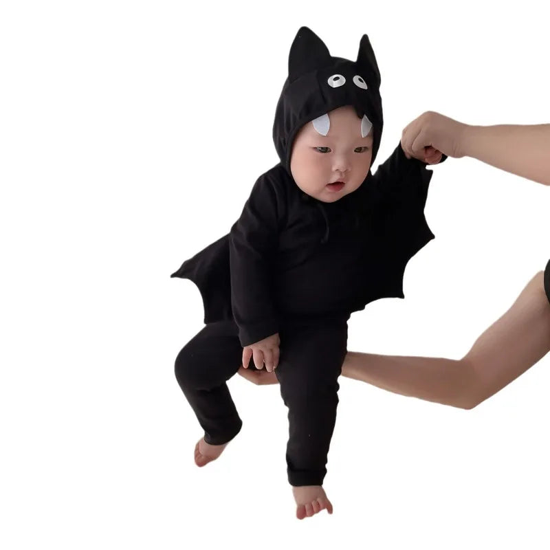 Halloween Costume Bat Cosplay  Baby Bodysuit Kids 3-Piece Set Batwing Long Sleeve Outfit  Infant Boys Girls Cute Autumn Dress Up