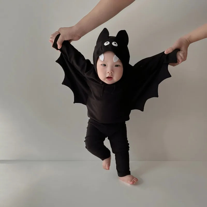 Halloween Costume Bat Cosplay  Baby Bodysuit Kids 3-Piece Set Batwing Long Sleeve Outfit  Infant Boys Girls Cute Autumn Dress Up