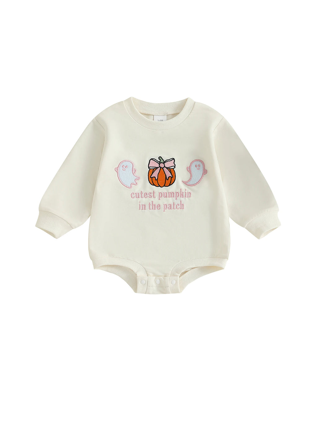 Infant Halloween Costume Long Sleeve Crew Neck Pumpkin Ghost Embroidered Jumpsuit Toddler Autumn  Baby Girl Fall Outfit