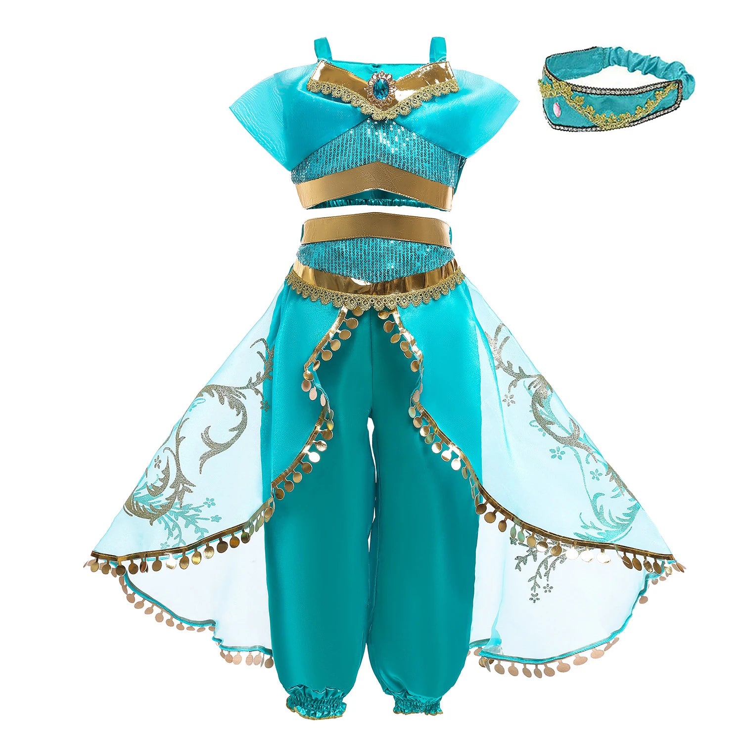 Jasmine Princess Dress for Girls Cosplay Aladdin Magic Lamp Costume Outfit Girls Halloween Kids Birthday Carnival Dance Vestidos