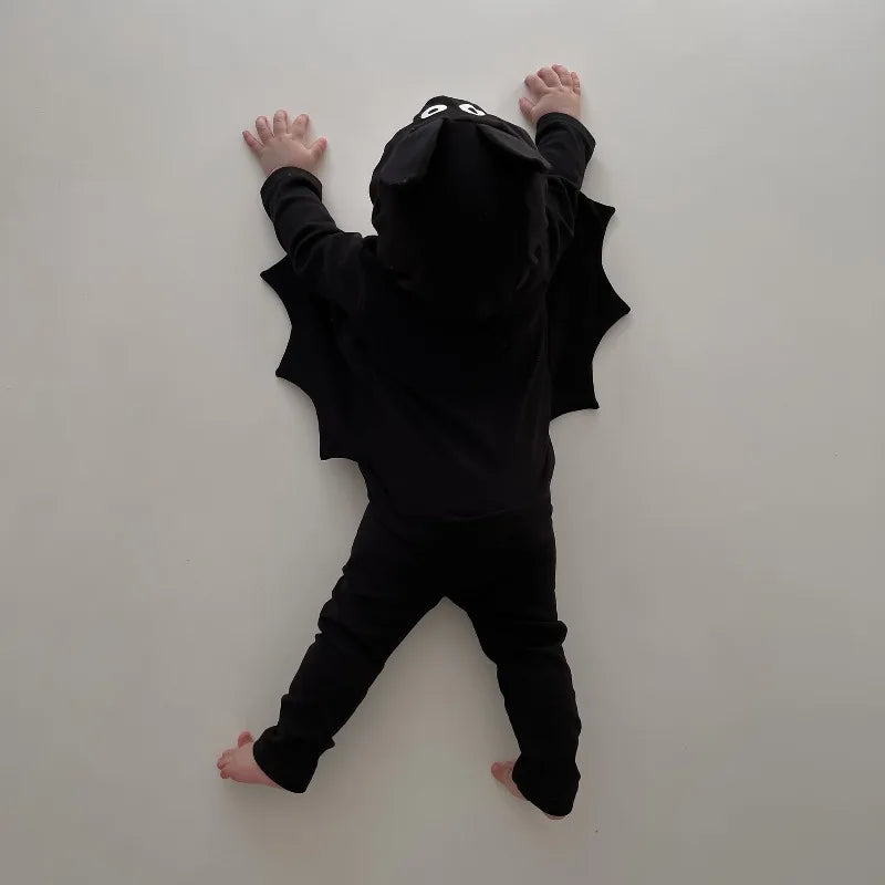 Halloween Costume Bat Cosplay  Baby Bodysuit Kids 3-Piece Set Batwing Long Sleeve Outfit  Infant Boys Girls Cute Autumn Dress Up