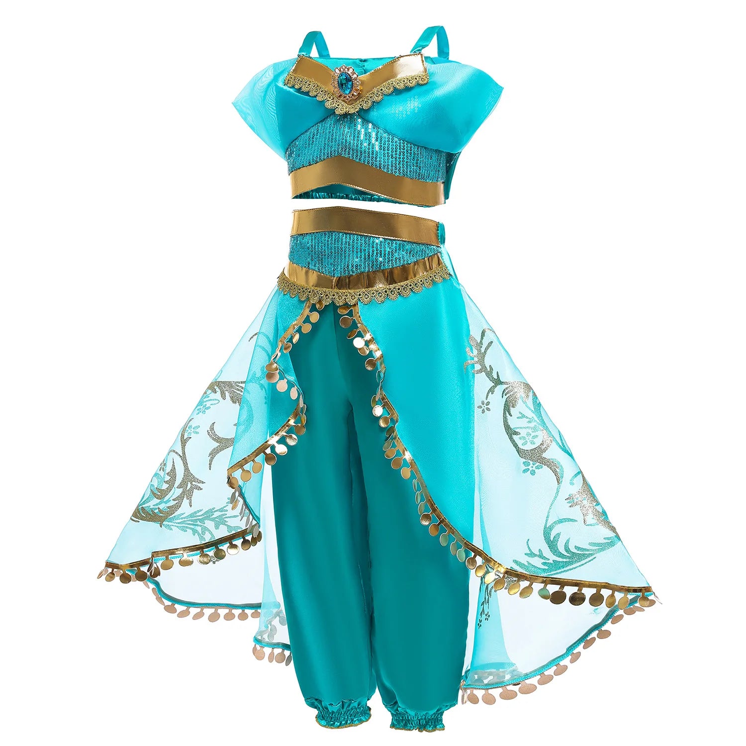 Jasmine Princess Dress for Girls Cosplay Aladdin Magic Lamp Costume Outfit Girls Halloween Kids Birthday Carnival Dance Vestidos