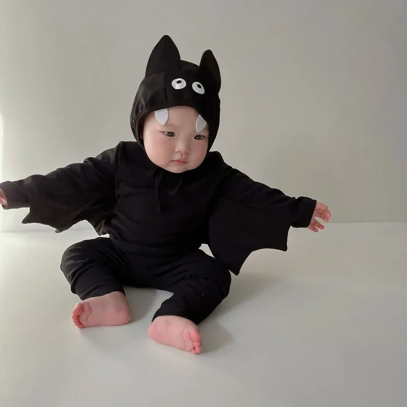 Halloween Costume Bat Cosplay  Baby Bodysuit Kids 3-Piece Set Batwing Long Sleeve Outfit  Infant Boys Girls Cute Autumn Dress Up