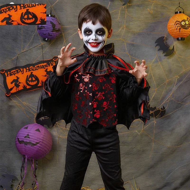 Girl Vampire Halloween Dress for Kid Ghost Bride Gothic Cosplay Vampire Costume Witch Dresses for Girls Carnival Party Clothes