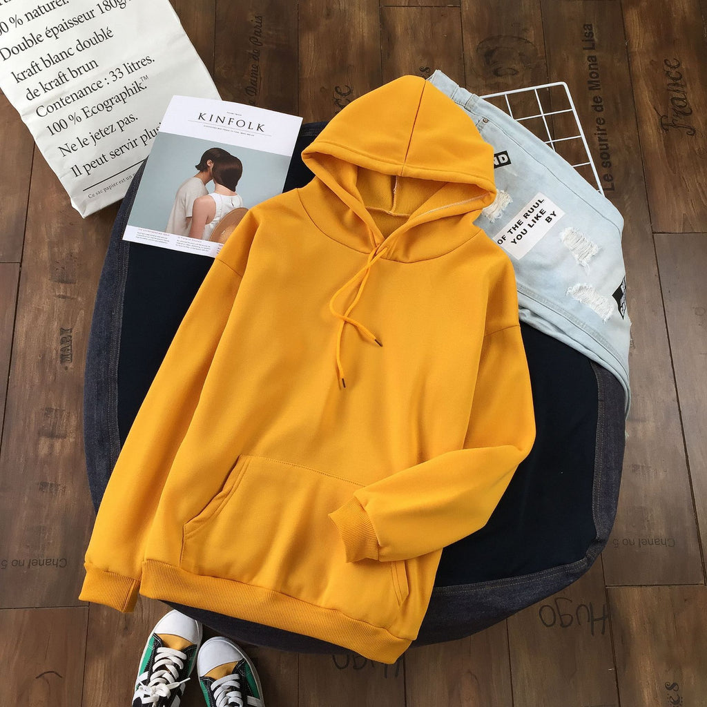 Long Sleeve Solid Color Hooded Sweater Couple