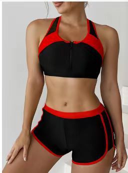 Matching Front Chest Zipper Sports Racing Foreign Trade Swimsuit