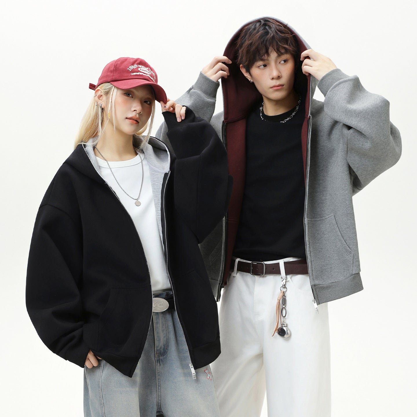 Heavy High-quality Contrast-colored Inner Hooded Sweater For Men And Women