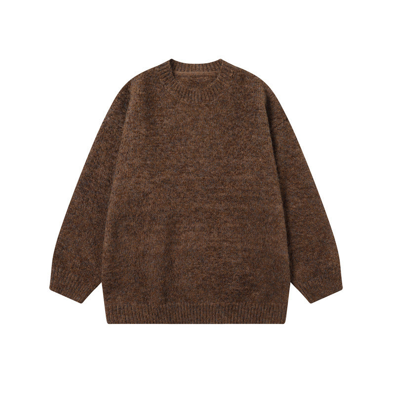 Trendy Minimalist Solid Color Round Neck Knitted Sweater For Men And Women
