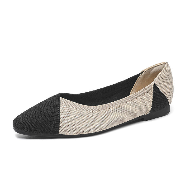 Flying Woven Knitted Shoes Color Matching Chic Soft Bottom Breathable Shoes