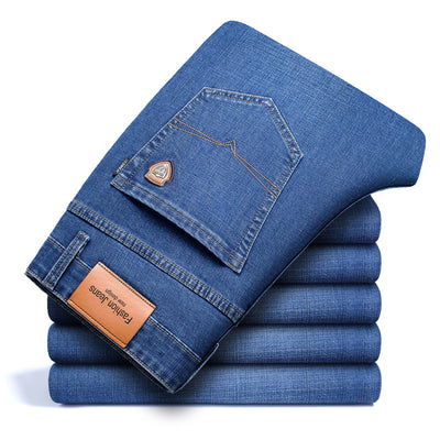 Fleece-lined Men's Loose Straight Plus Size Jeans