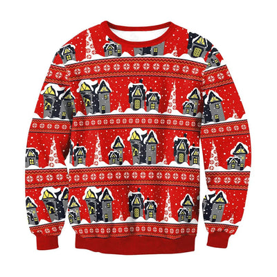 Men's And Women's 3D Printed Christmas Round Neck Sweater