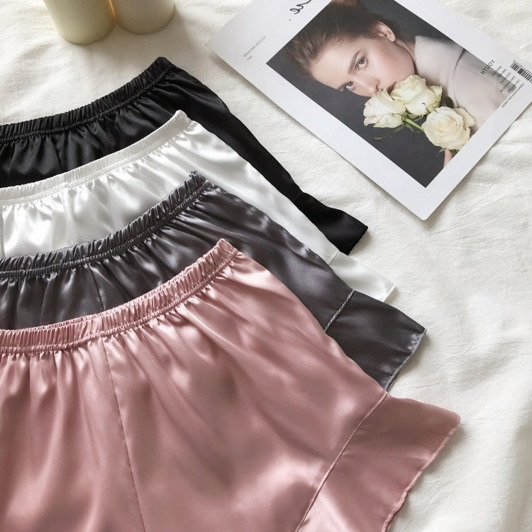 Summer New Style Anti Exposure Pants Summer Thin Imitation Satin Three Point Insurance Pants Can Be Worn Inside And Outside Shorts For Women