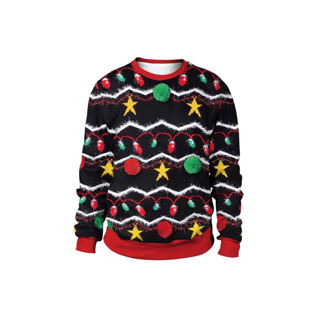 Men's And Women's 3D Printed Christmas Round Neck Sweater