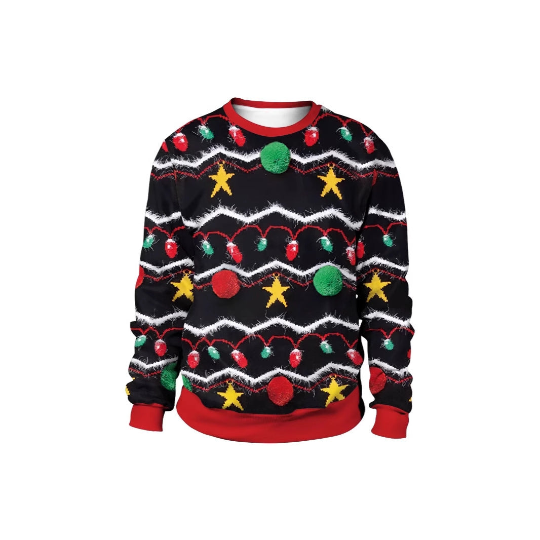 Men's And Women's 3D Printed Christmas Round Neck Sweater