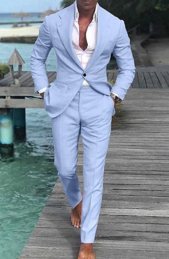 Men's Solid Color Casual Fashion Suit Pants Suit