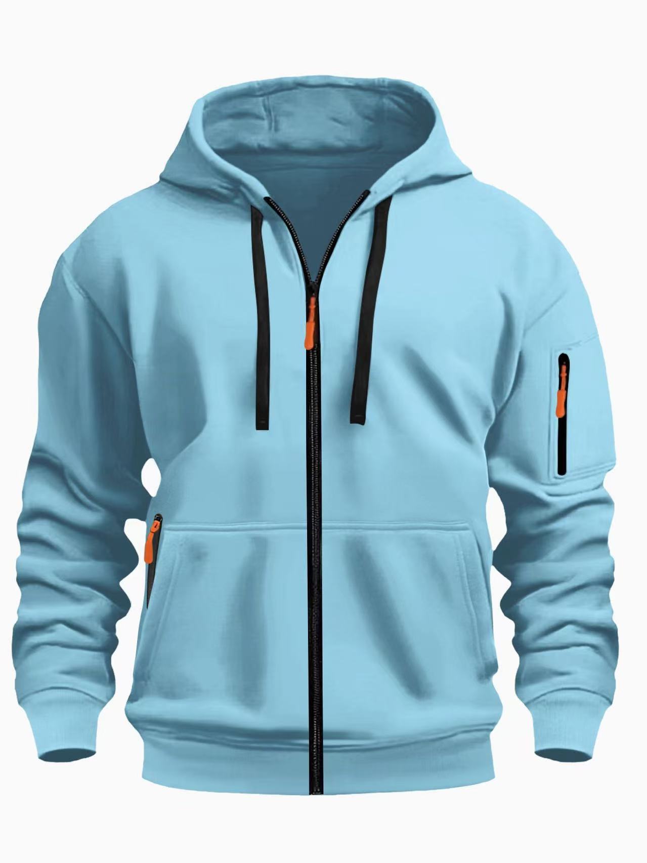 Men's Casual Sports Zipper Hooded Sweatshirt Jacket