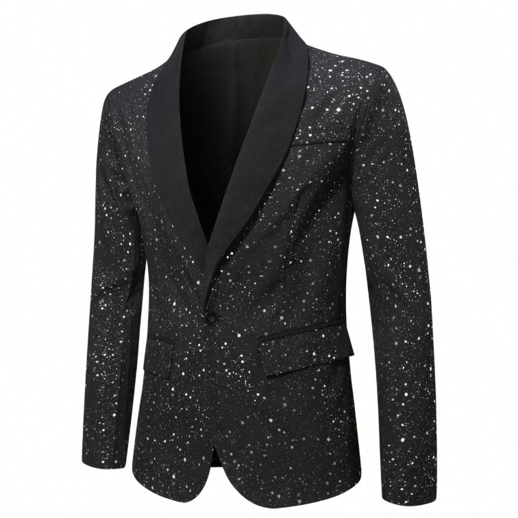 Men's Casual Shiny Banquet Wedding Party Blazer