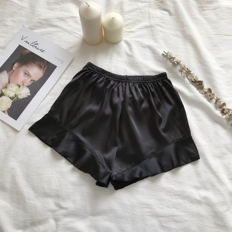 Summer New Style Anti Exposure Pants Summer Thin Imitation Satin Three Point Insurance Pants Can Be Worn Inside And Outside Shorts For Women