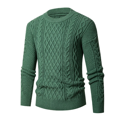 Men's Young And Middle-aged Thickened Solid Color Round Neck