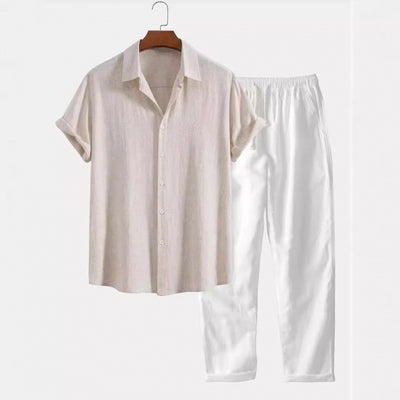 Men's Casual Loose Short Sleeve Shirt Casual Pants Suit