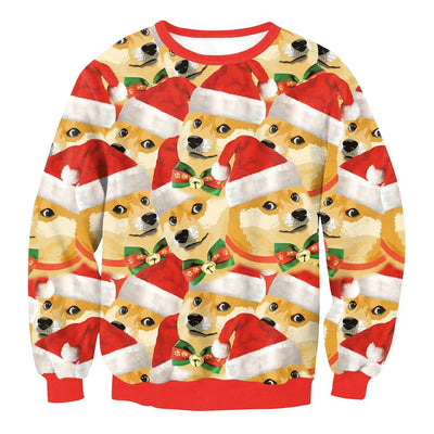 Men's And Women's 3D Printed Christmas Round Neck Sweater