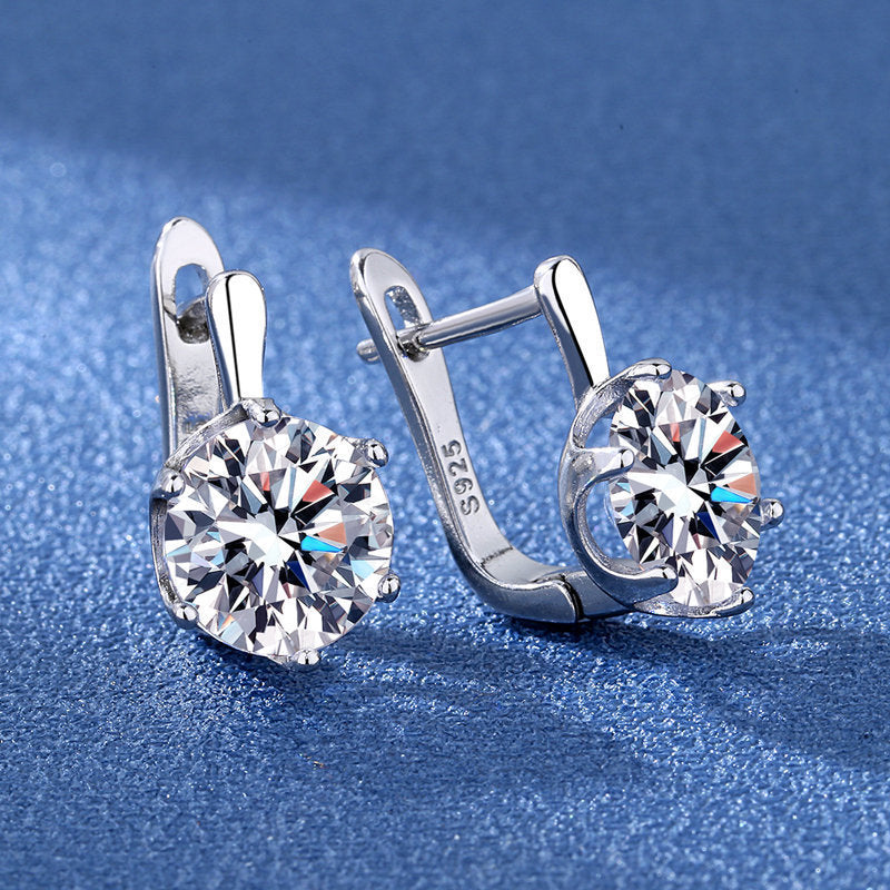European And American Fashion Six-claw Super Flash Big Diamond Earrings