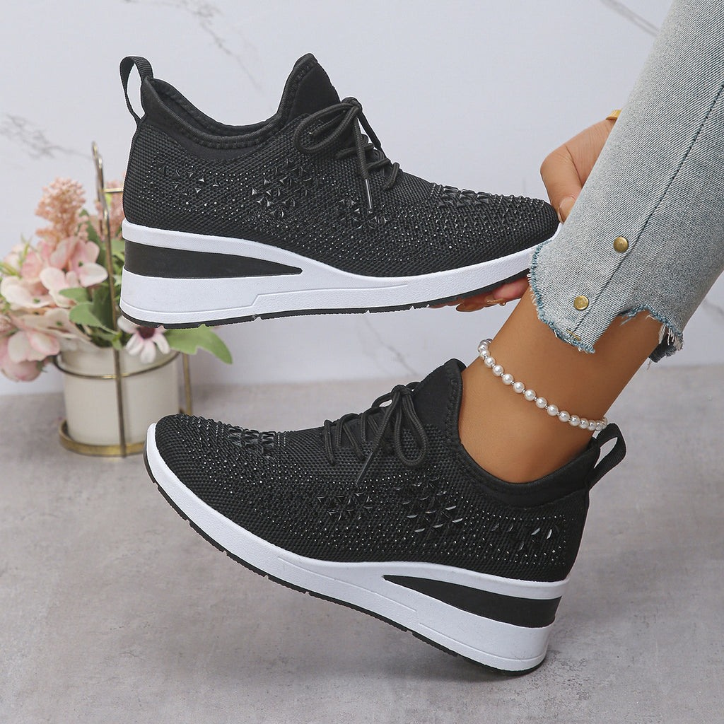 Rhinestone Lace Up Fashion Style Daily Commuter Women's Casual Shoes