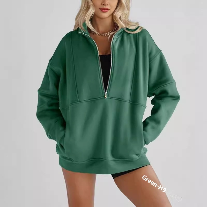 Women's Zipper Pocket Fashion Casual Exercise Sweater