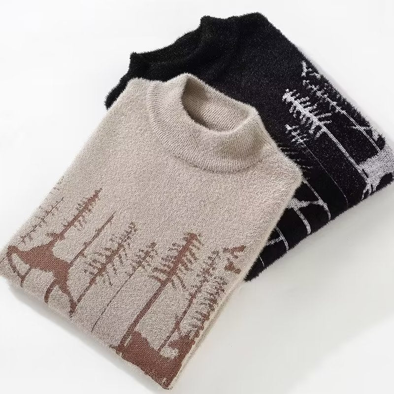 Autumn And Winter Half Turtleneck Sweater Men's Korean Style