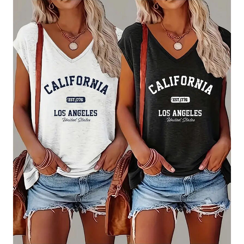 Women's 2-Pack Graphic Tees, Funny Print Short Sleeve Casual Summer Tops