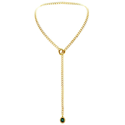 Stainless Steel 18K Slide Chain Heart-shaped Ring Punk Rock Exaggerated Style Cuba Long Necklace