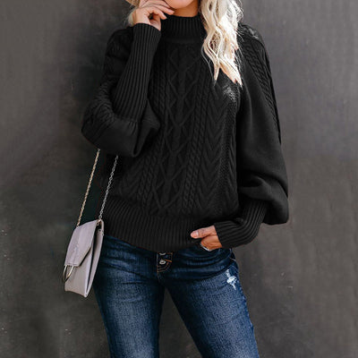 New Style Medium Neck Sweater Women's Loose Long Sleeve Knitting