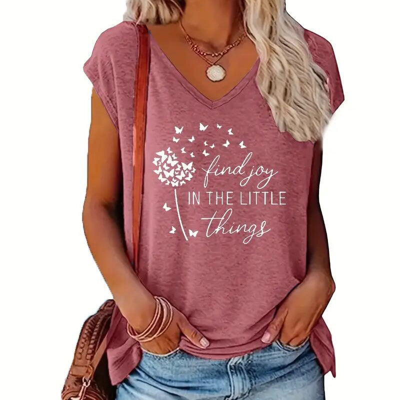 Women's 2-Pack Graphic Tees, Funny Print Short Sleeve Casual Summer Tops