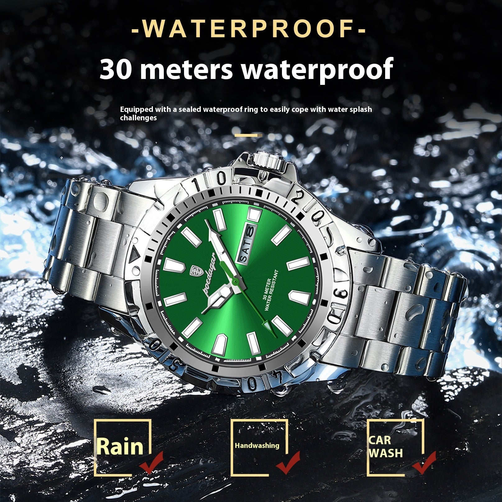 Swiss Brand Waterproof Fashion New Men's Super Strong Luminous Watch