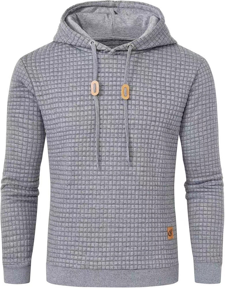 Men's Casual Solid Color Hooded Jacket All-matching Slim Fit Jacquard Plaid