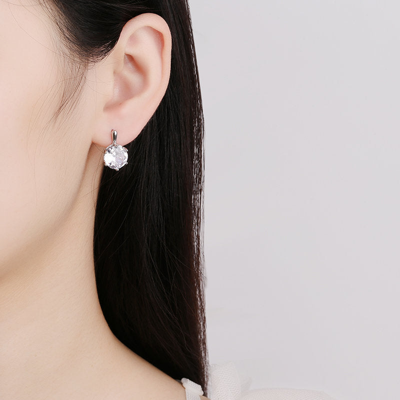 European And American Fashion Six-claw Super Flash Big Diamond Earrings