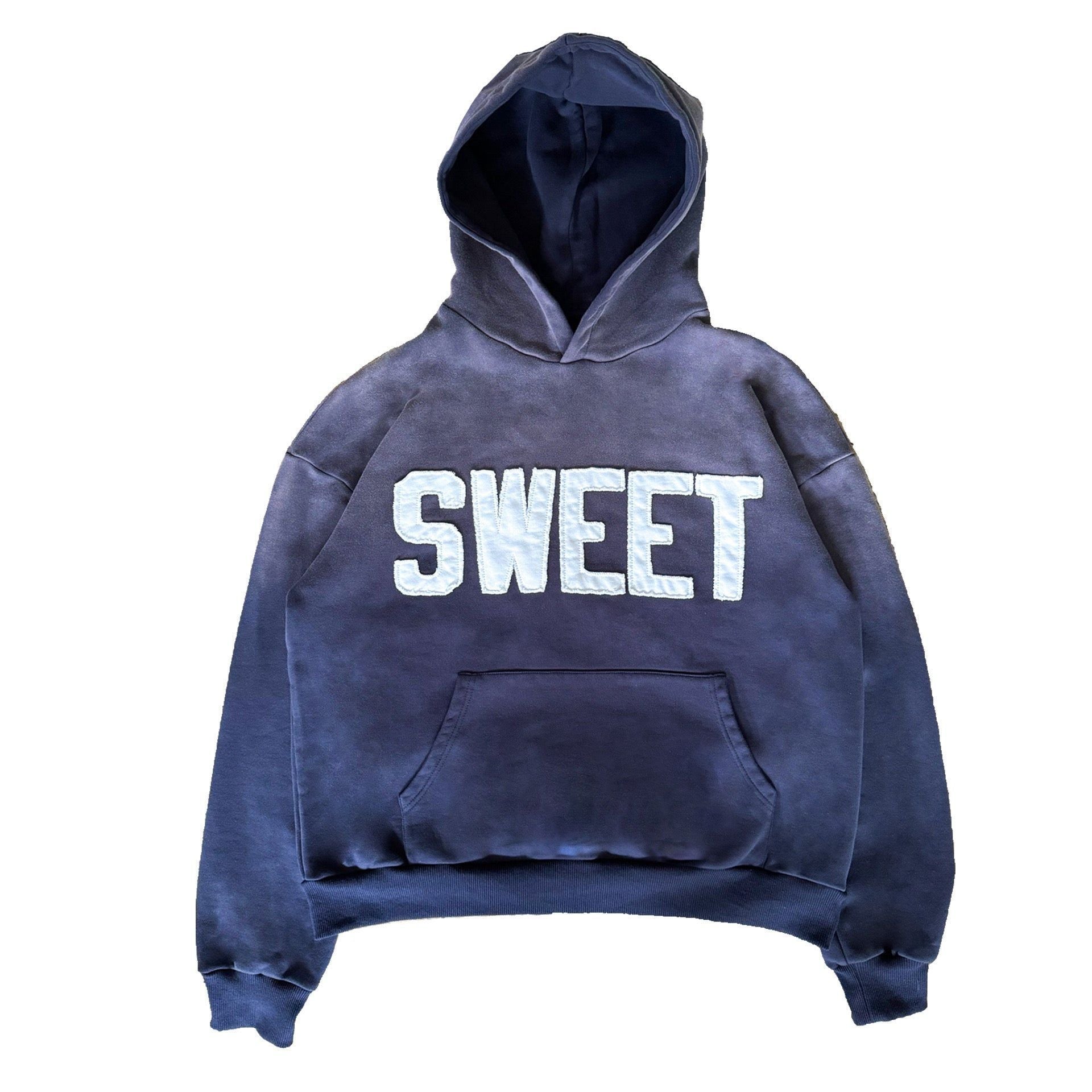 English Printed Loose Hooded Sweatshirt