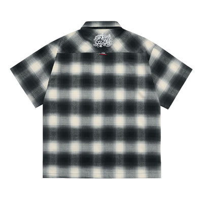 Large Plaid Classic Pocket Half Sleeve Cardigan Short Sleeve Shirt