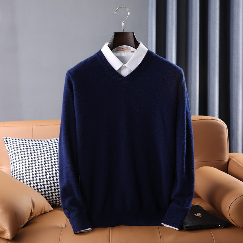 Korean Style Wool V-neck Bottoming Shirt Pullover Sweater
