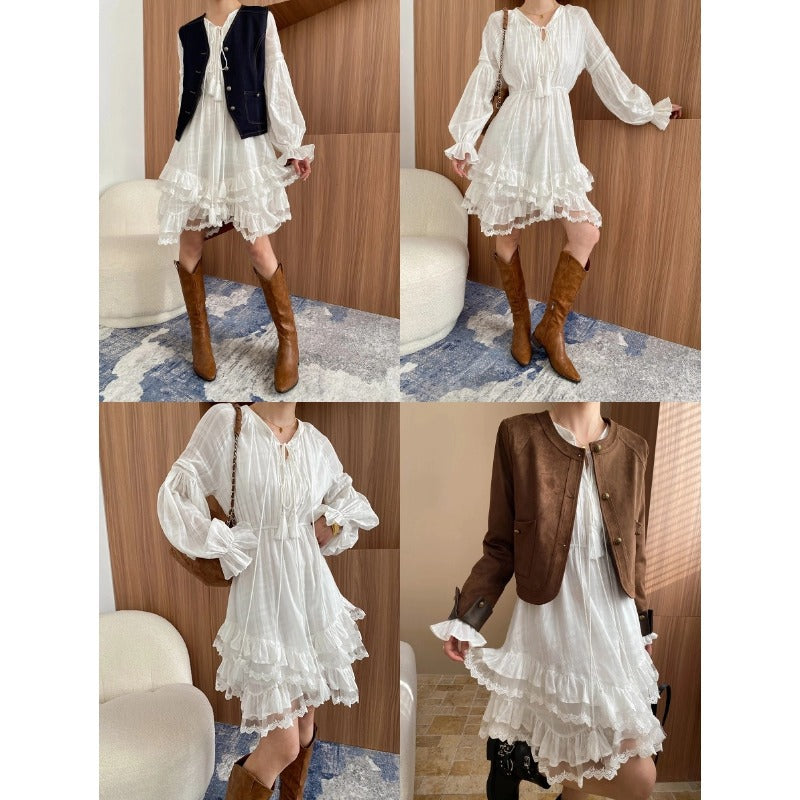 Cinched Patchwork Irregular Layering Dress