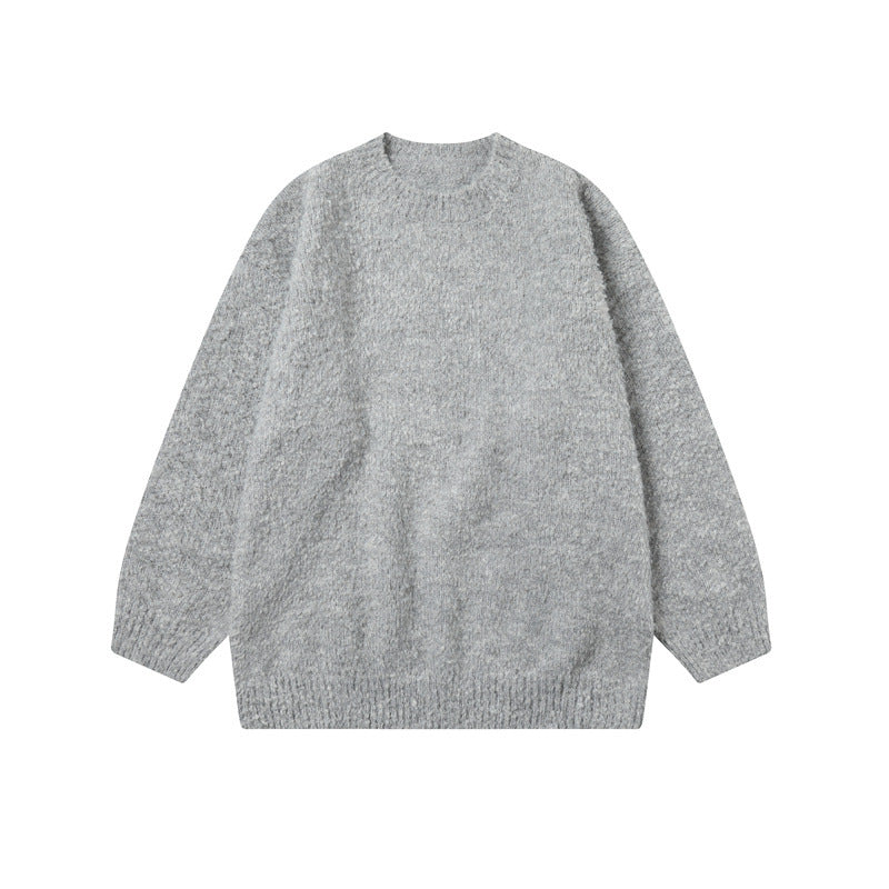 Trendy Minimalist Solid Color Round Neck Knitted Sweater For Men And Women