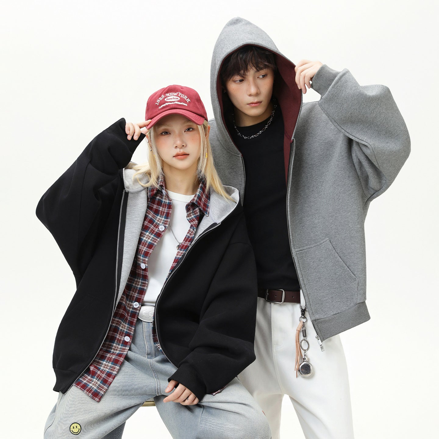 Heavy High-quality Contrast-colored Inner Hooded Sweater For Men And Women