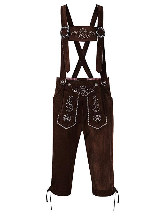Men's Traditional Beer Costume Checkered Shirt Suspender Embroidered Pants