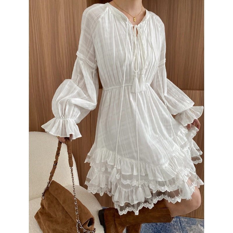 Cinched Patchwork Irregular Layering Dress