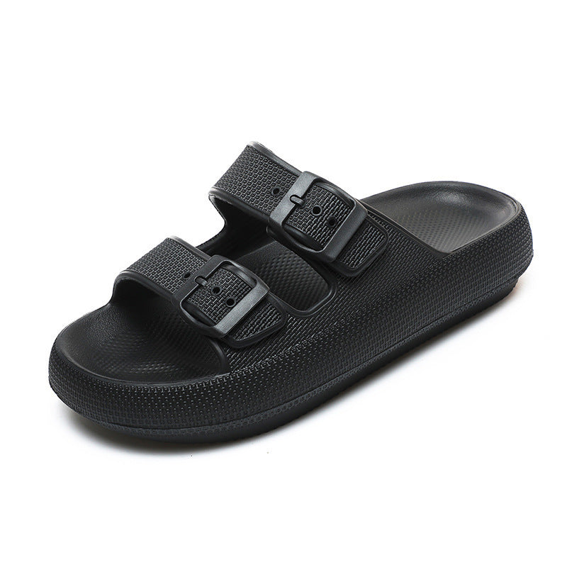 High Elastic Rubber Soft Platform Double Buckle Slippers For Women